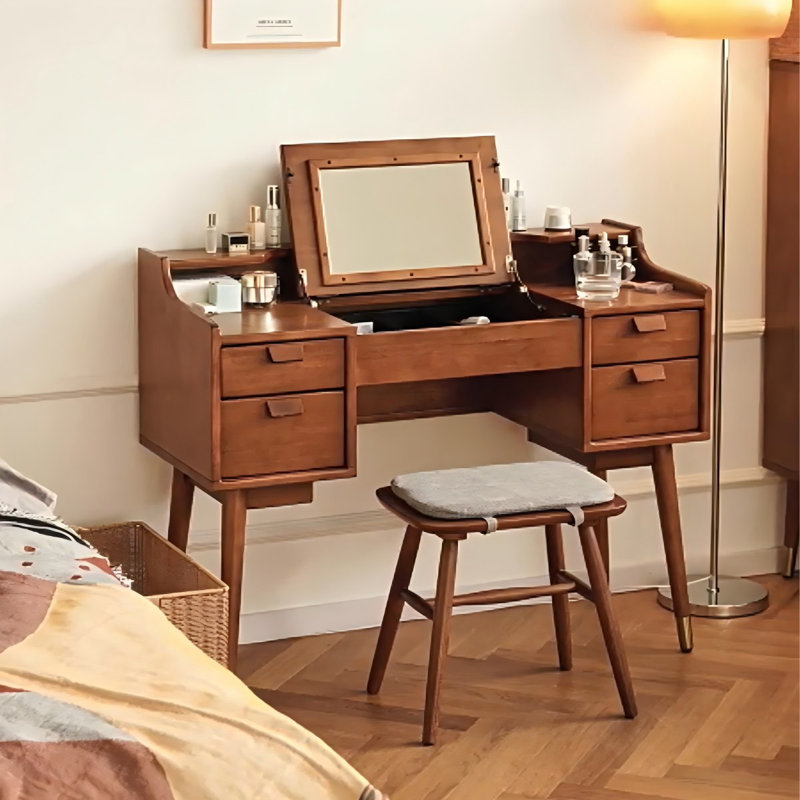 Minimalist Modern Solid Wood Flip top Multifunctional Vanity Table